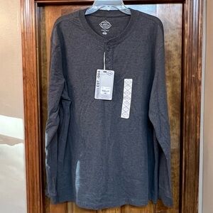 St John’s Bay Legacy‎ Henley Mens XL Charcoal Heather Long Sleeve Shirt Soft NWT